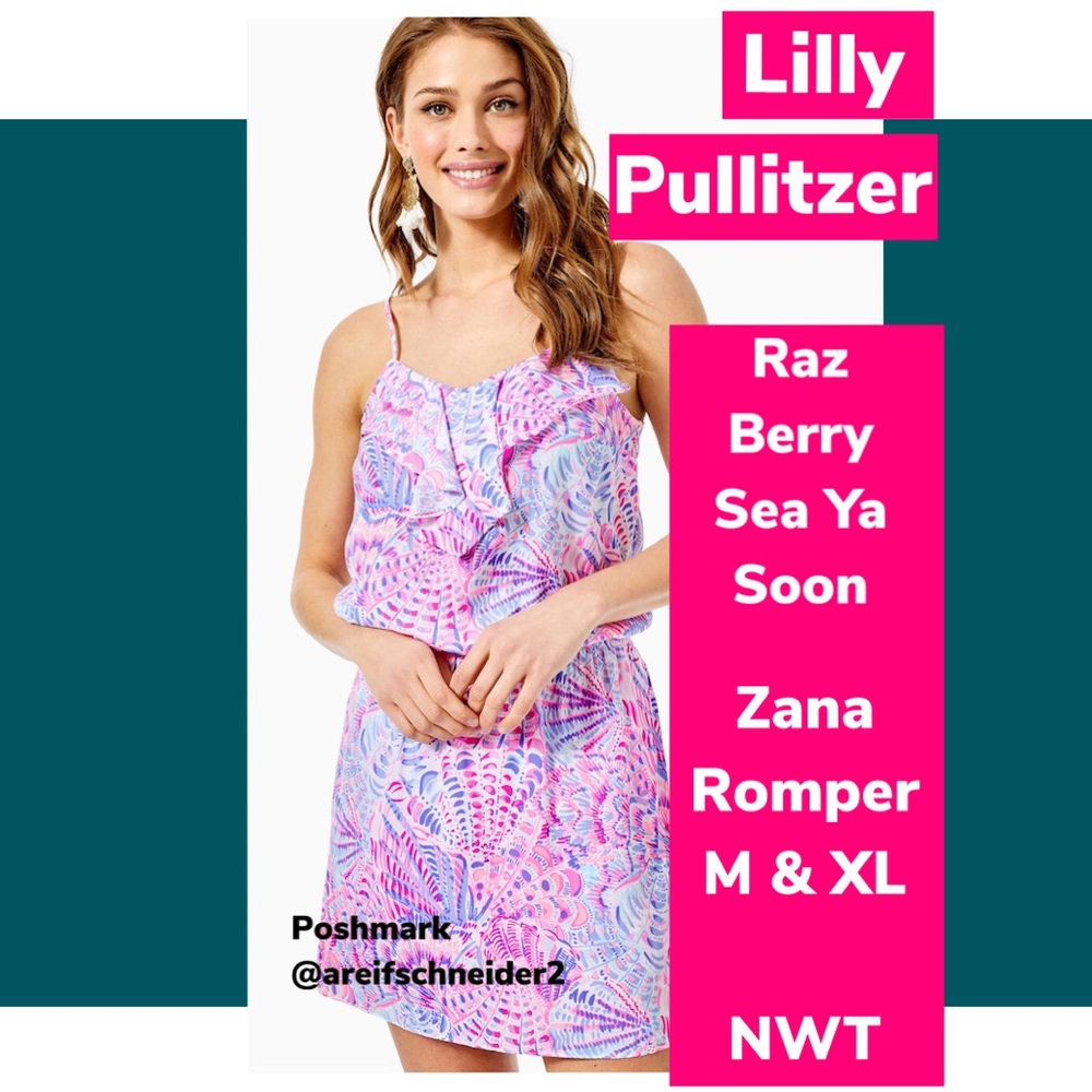 💖NWT Lilly Pulitzer Zana Romper in Raz Berry Size M & XL 💖